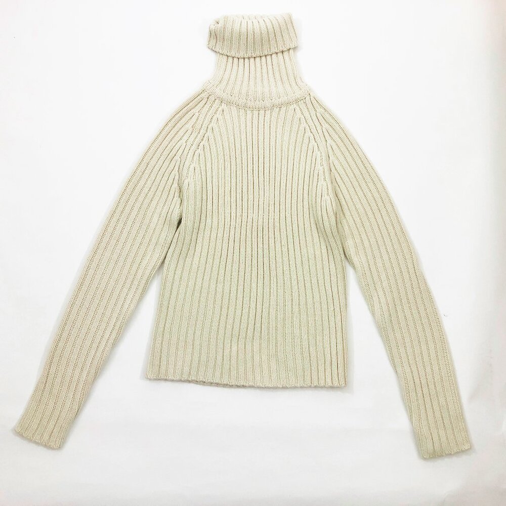 H&ML.O.G.G. Cowl Turtle Neck Sweater Chunky Cable Knit Large Long Sleeves